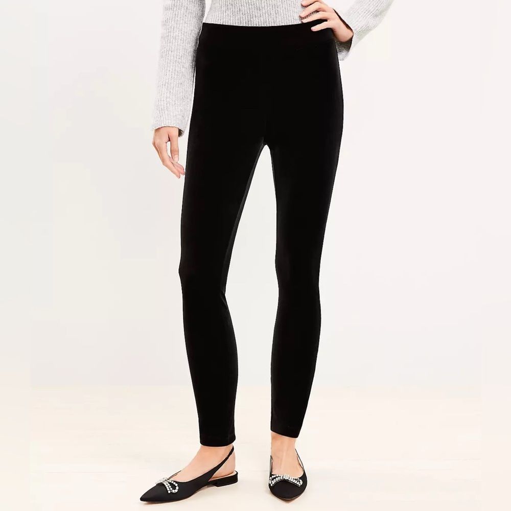ANN TAYLOR LOFT Velvet Black Pant Legging Fairy Goth Whimsigoth Holiday Party Xl